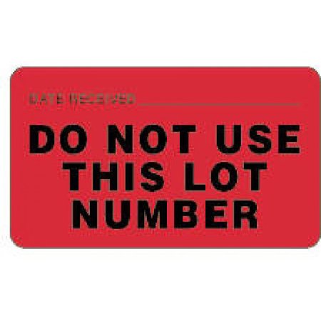 Picture of Pre-Printed / Write On Label Communication Fill In Red Paper Date Received Do Not Use This Lot Number Black Quality Control Label 1-3/4 X 3 Inch59704155