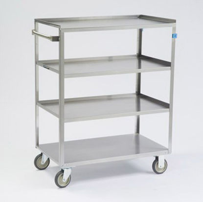 Picture of Linen Cart 4 Shelves 500 lbs. Weight Capacity Stainless Steel 5 Inch Casters, 2 Fixed, 2 Swivel443