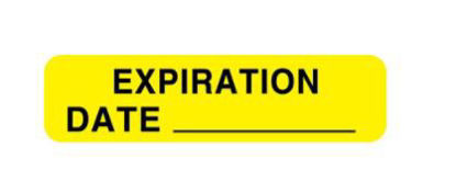 Picture of Pre-Printed Label Communication Fill In Yellow Paper Expiration Date Black Quality Control Label 5/16 X 1-1/4 InchULAM147