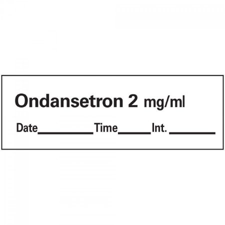 Picture of Drug Label Anesthesia Label Tape Ondansetron 2mg/mL Date_Time_Int White 1/2 X 1-1/2 InchAN-55D2
