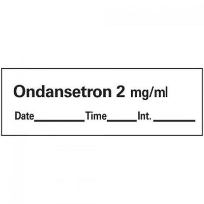 Picture of Drug Label Anesthesia Label Tape Ondansetron 2mg/mL Date_Time_Int White 1/2 X 1-1/2 InchAN-55D2