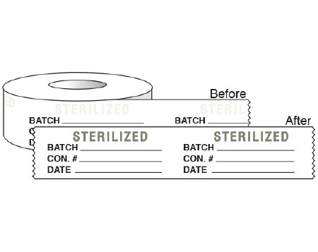 Picture of Pre-Printed Label Communication Fill In White Tape Sterilized Batch Con# Date Black Quality Control Label 3/4 X 2160 InchSIL-340-1