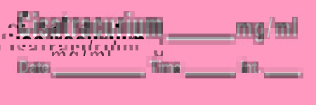 Picture of Drug Label Timemed Anesthesia Label Rocuronium_mg/mL Date_Time_Int_ Fluorescent Red 1/2 x 1-1/2 InchAN-161