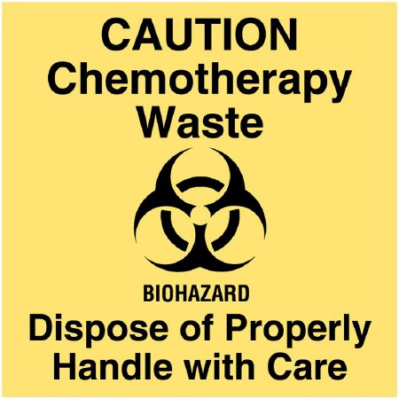 Picture of Pre-Printed Label RD SET™ Warning Label Yellow EDP Paper Caution Chemotherapy Waste Black Caution 4-1/2 X 4-1/2 InchULON310