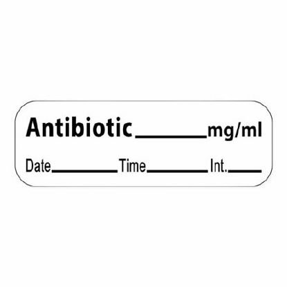 Picture of Drug Label PDC® Anesthesia Label Antibiotic_mg/ml Date_Time_Int_ White 1/2 X 1-1/2 InchLAN-35