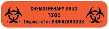 Picture of Pre-Printed Label UAL™ Warning Label Orange Paper Chemotherarpy Agent Black Caution 1/2 X 2 InchULFP271