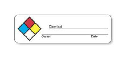 Picture of Pre-Printed Label UAL™ Warning Label White Paper Chemical Name Color Block Caution 7/8 X 3 InchULHL201