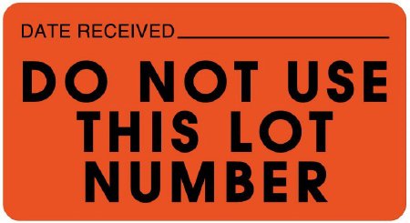 Picture of Pre-Printed / Write On Label Communication Fill In Red Paper DATE RECEIVED ________________DO NOT USE THIS LOT NUMBER Quality Control Label 1-5/8 X 3 InchULLR142