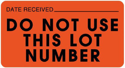 Picture of Pre-Printed / Write On Label Communication Fill In Red Paper DATE RECEIVED ________________DO NOT USE THIS LOT NUMBER Quality Control Label 1-5/8 X 3 InchULLR142