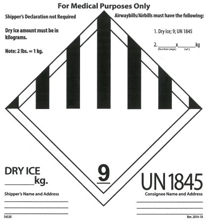 Picture of Pre-Printed Label Advisory Label White Dry Ice Shipping L Black Temperature Control 5-1/2 X 5-1/254530G
