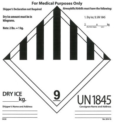 Picture of Pre-Printed Label Advisory Label White Dry Ice Shipping L Black Temperature Control 5-1/2 X 5-1/254530G