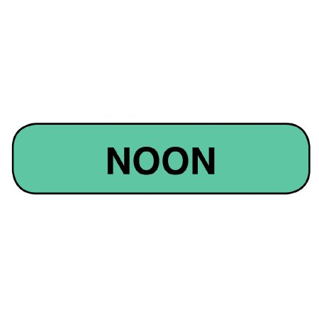 Picture of Pre-Printed Label Apothecary Products® Auxiliary Label Green Paper Noon Black Safety and Instructional 3/8 X 1-9/16 Inch39902