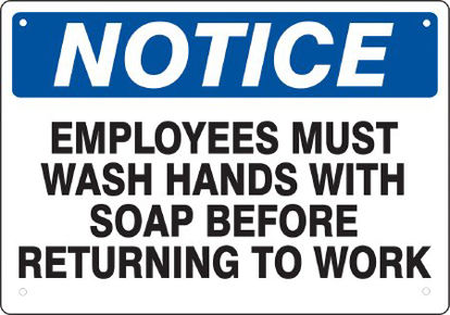 Picture of Wall Sign Instructional Sign Employee Must Wash Hand815-14160824