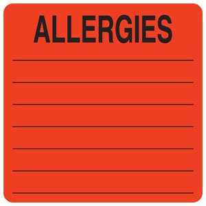 Picture of Pre-Printed Label Allergy Alert Red Allergies: Black Alert Label 2-1/2 X 2-1/2 InchUL926