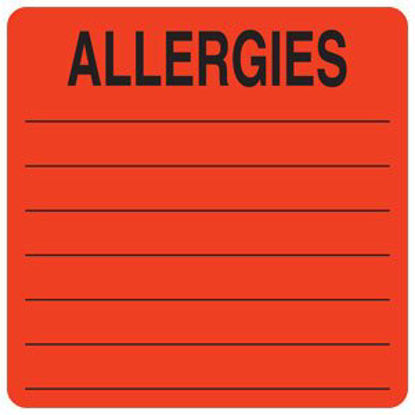 Picture of Pre-Printed Label Allergy Alert Red Allergies: Black Alert Label 2-1/2 X 2-1/2 InchUL926