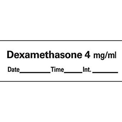 Picture of Drug Label Anesthesia Label Tape Dexamethason4 mg/mL Date_Time_Int White 1/2 X 1-1/2 InchAN-132D4