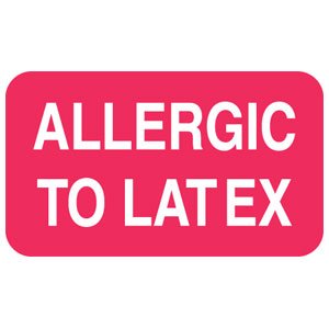 Picture of Pre-Printed Label Allergy Alert Pink Allergic to Latex White Alert Label 7/8 X 1-1/2 InchMAP6260