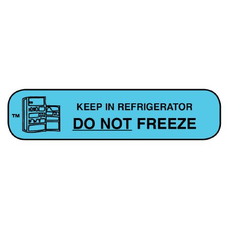 Picture of Pre-Printed Label Apothecary Products® Instructional Label Blue Paper Keep In Refrigerator DO NOT FREEZE Black Temperature Control 3/8 X 1-9/16 Inch40115