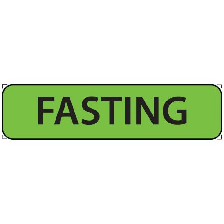 Picture of Pre-Printed Label MedVision® Auxiliary Label Green Paper FASTING Black Safety and Instructional 5/16 X 1-1/4 InchMV01FG6616