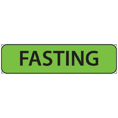 Picture of Pre-Printed Label MedVision® Auxiliary Label Green Paper FASTING Black Safety and Instructional 5/16 X 1-1/4 InchMV01FG6616