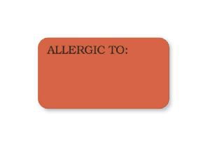 Picture of Pre-Printed Label UAL™ Allergy Alert Red Paper Allergic To Black Alert Label 7/8 X 1-5/8 InchULCR014
