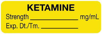 Picture of Drug Label UAL™ Anesthesia Label Ketamine Strength_mg/mL Exp Dt/Tm Yellow 1/2 X 1-1/2 InchULAL732