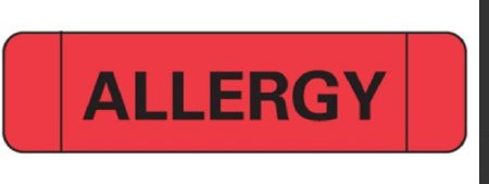 Picture of Pre-Printed Label Ident-Alert™ Allergy Alert Red Paper Allergy Black Alert Label 3/8 X 1-1/2 InchN-3500