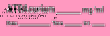 Picture of Drug Label Timemed Anesthesia Label Tape ATRAcurium _mg/mL Date_Time_Int Fluorescent Red 1/2 X 1-1/2 InchAN-39