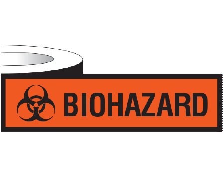 Picture of Pre-Printed Label Shamrock Warning Label Fluorescent Red Tape Biohazard / Symbol Black Biohazard 2 X 6 InchSBH-48
