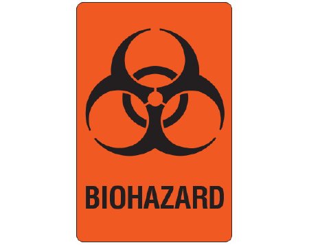 Picture of Pre-Printed Label Shamrock Warning Label Orange Matte Coldstick Biohazard / Symbol Black Biohazard 2-1/4 X 3-1/2 InchUPCR-9903