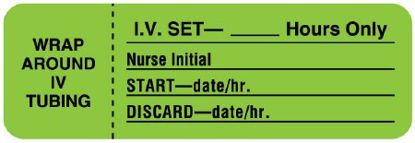 Picture of Pre-Printed Label UAL™ Anesthesia Label Green Paper IV Set_Hours Only Black Syringe Label 1 X 3 InchULIV406