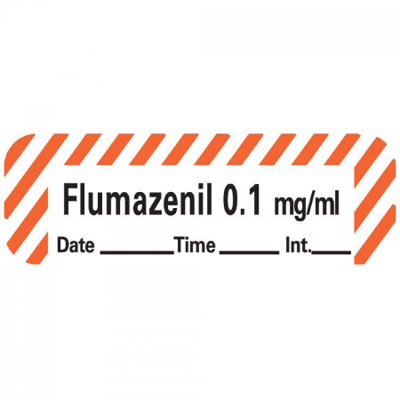 Picture of Drug Label Anesthesia Label Tape Flumazenil 0.1 mg/mL Date_Time_Int Red / White 1/2 X 1-1/2 InchANS-18D01