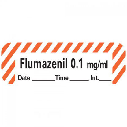 Picture of Drug Label Anesthesia Label Tape Flumazenil 0.1 mg/mL Date_Time_Int Red / White 1/2 X 1-1/2 InchANS-18D01