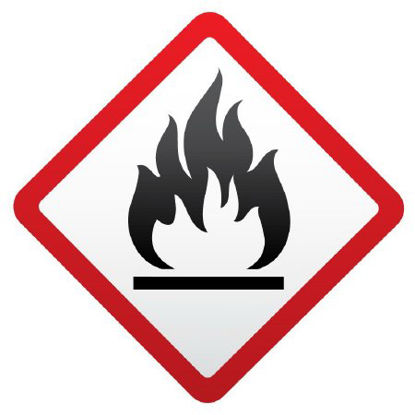 Picture of Pre-Printed Label UAL™ Warning Label Red / White Paper GHS Symbol Black OSHA 1-1/2 X 1-1/2 InchULGHS9