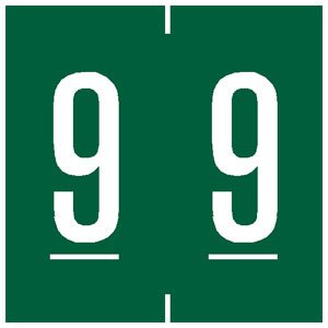 Picture of Pre-Printed Label Chart Tab Teal 9 | 9 White Numeric 1-7/8 Inch94909