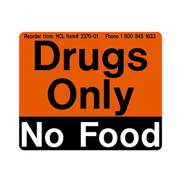 Picture of Pre-Printed Label Indeed Auxiliary Label Orange Vinyl Drugs Only No Food Black / White Temperature Control 3 X 3-5/8 Inch2376-01