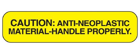Picture of Pre-Printed Label Barkley® Warning Label Yellow Paper Caution Anti-Neoplastic Material Black 3/8 X 1-5/8 Inch2136
