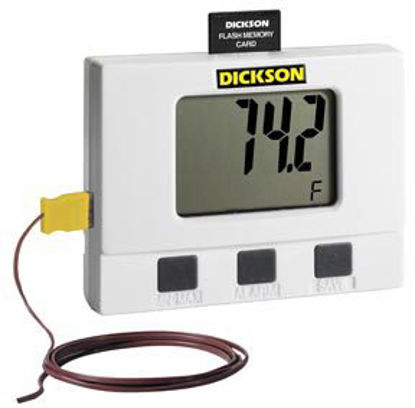 Picture of Temperature Data Logger with Alarm Dickson Fahrenheit / Celsius -4° to +158°F (-20° to +70°C) Type K Thermocouple Probe Desk / Wall Mount Battery Operated15174114