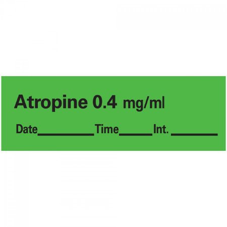 Picture of Drug Label Anesthesia Label Tape Atropine0.4 mg/mL Date_Time_Int Green 1/2 X 1-1/2 InchAN-1D04