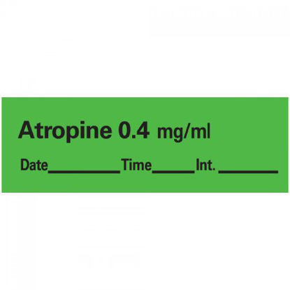 Picture of Drug Label Anesthesia Label Tape Atropine0.4 mg/mL Date_Time_Int Green 1/2 X 1-1/2 InchAN-1D04