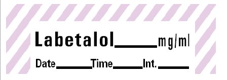 Picture of Drug Label Barkley® Anesthesia Label Tape Labetalol mg/mL Date_Time_Int Violet / White 1/2 X 1-1/2 InchANS-117