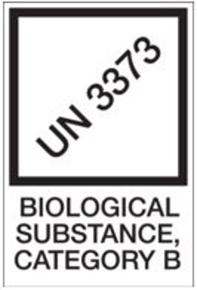 Picture of Pre-Printed Label ShipSafe® Warning Label White UN3373 Biological Substance Category B Labels Black Shipping Lab/Specimen 2 X 3 InchL3900