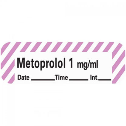 Picture of Drug Label Anesthesia Label Tape Metoclopramide 1 mg/mL Date_Time_Int Violet / White 1/2 X 1-1/2 InchANS-49D1
