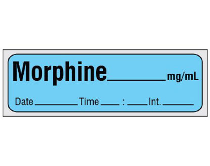Picture of Drug Label Shamrock Anesthesia Label MORPHINE _____ mg / mL / Date _____ Time _____ Int. _____ Blue 1/2 X 1 InchSA-243-DTI-PRE