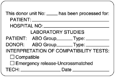 Picture of Pre-Printed Label UAL™ Laboratory Use White Paper Blood Donor / Patient Information Black Lab / Specimen 2 X 3 InchULBB310