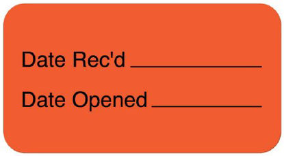 Picture of Pre-Printed Label UAL™ Communication Fill In Fluorescent Red Paper Date Rec'd ____Date Opend Black Quality Control Label 7/8 X 1-5/8 InchULQC230