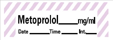 Picture of Drug Label Barkley® Anesthesia Label Tape Metoprolo_mg/mL Date_Time_Int_ Violet / White 1/2 X 1-1/2 InchANS-49