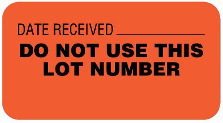 Picture of Pre-Printed / Write On Label UAL™ Communication Fill In Red Paper DATE RECEIVED__________DO NOT USE THIS LOT NUMBER Quality Control Label 7/8 X 1-5/8 InchULQC224