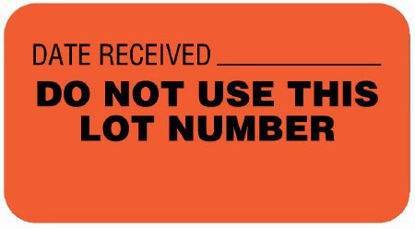 Picture of Pre-Printed / Write On Label UAL™ Communication Fill In Red Paper DATE RECEIVED__________DO NOT USE THIS LOT NUMBER Quality Control Label 7/8 X 1-5/8 InchULQC224