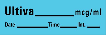 Picture of Drug Label Barkley® Anesthesia Label Tape Ultiva_mcg/mL Date_Time_Int Blue 1/2 X 1-1/2 InchAN-45